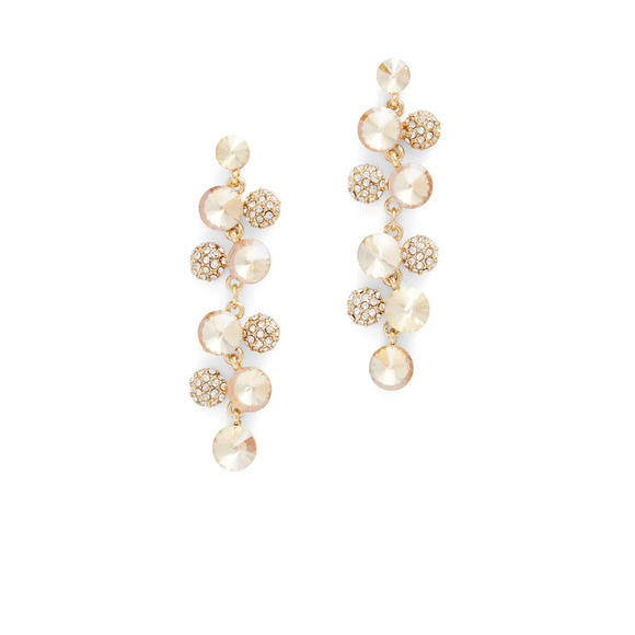 Slate & Willow Drop Earring Crystal Pave Circle Gold Plate Wedding Bridal Dangle - Picture 5 of 5